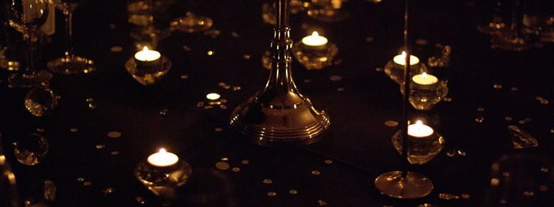 Candles at an evening dinner party
